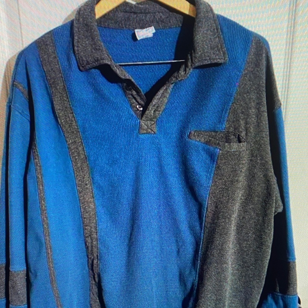 Haband Men's Polo Shirt in Blue and Gray